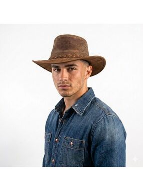 HENSCHEL SKULLY HAT CO Leather Hat XL Light Brown Men’s Western Cowboy